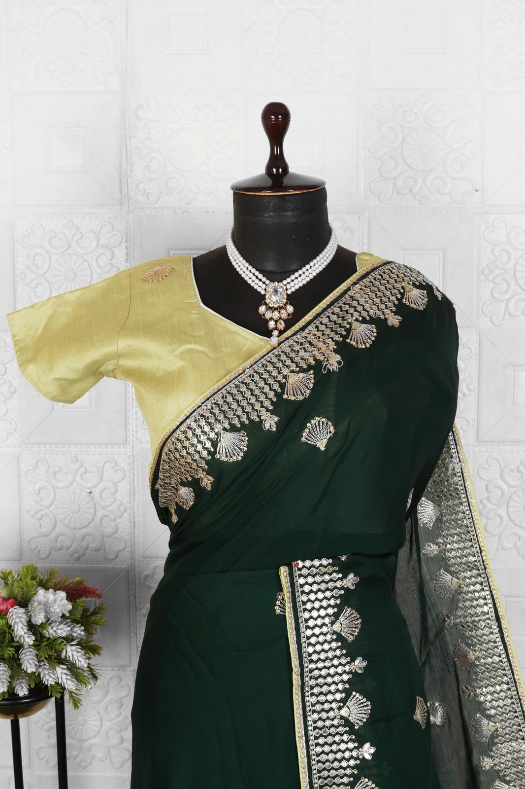 Beautiful organza saree with stitched blouse in Berlin