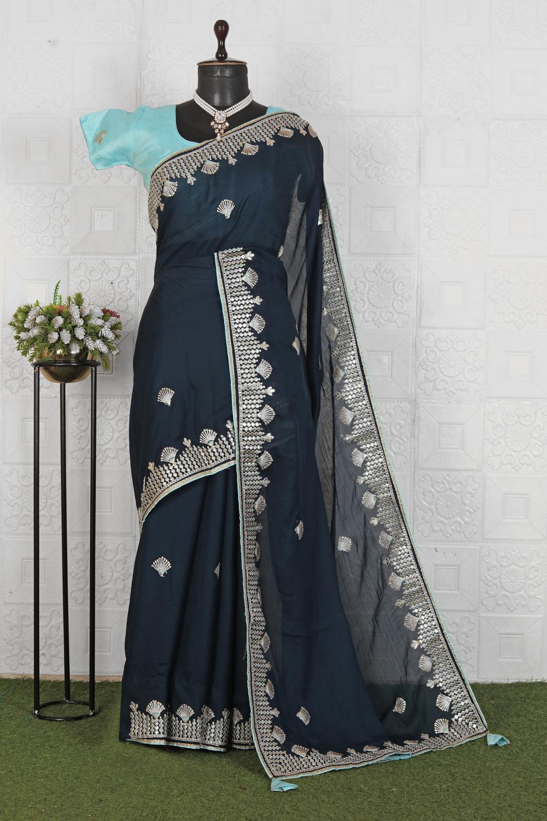 Beautiful organza saree with stitched blouse in Munich