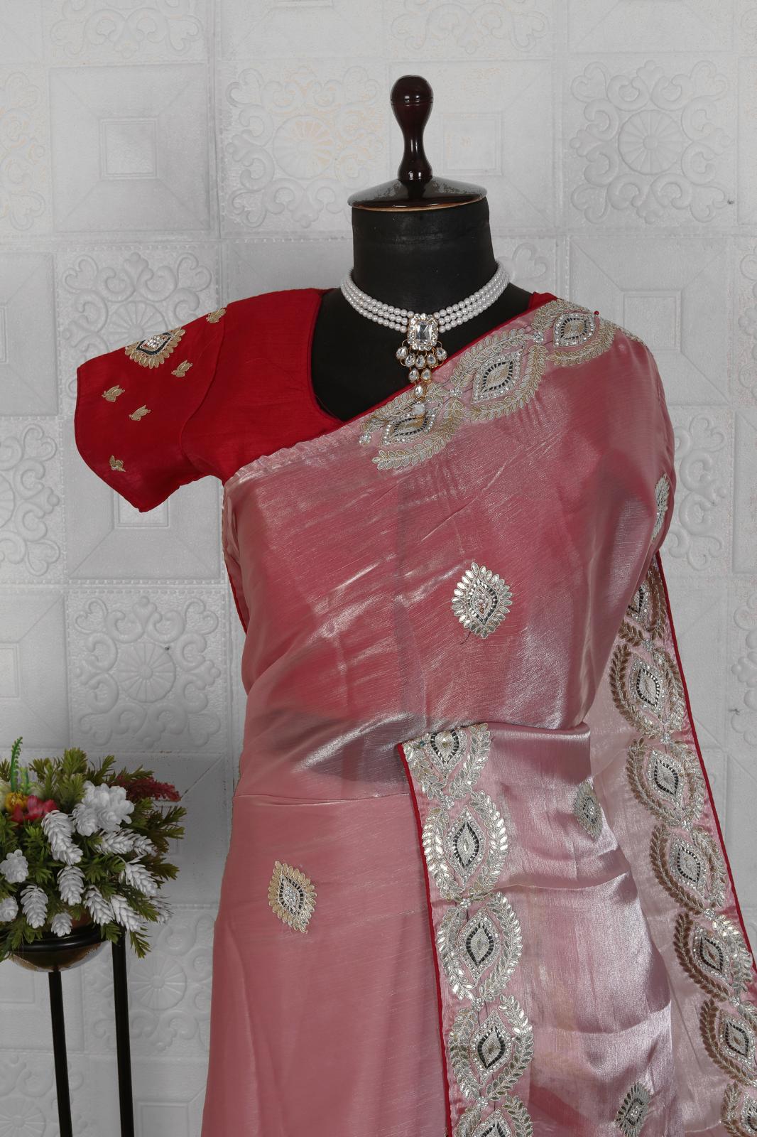 Pink Embroidery Work Saree for women in Munich