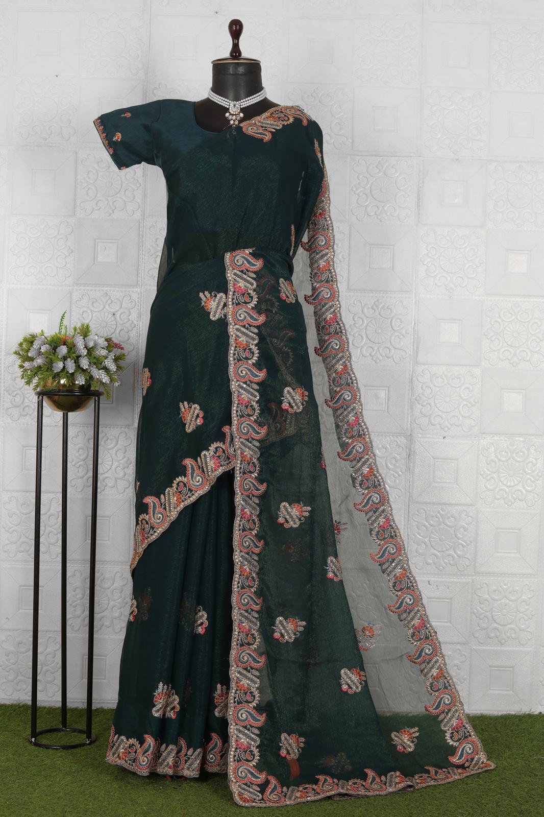 Trendy Embroidered Organza Saree in Germany