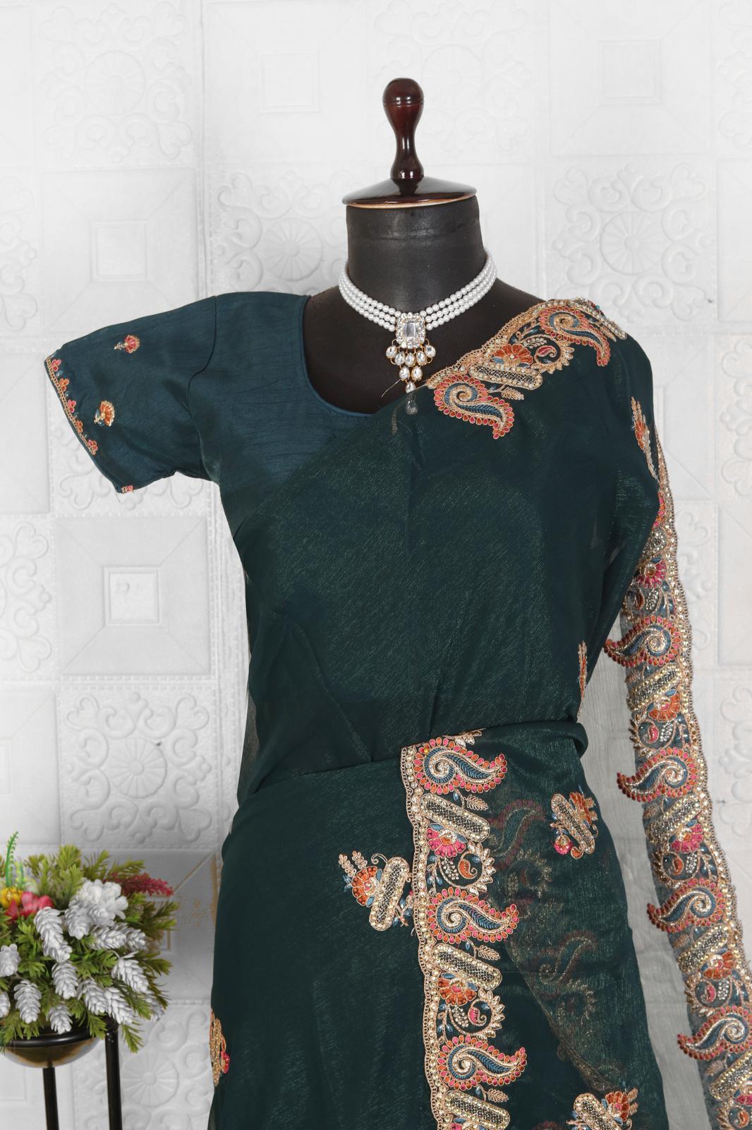 Trendy Embroidered Organza Saree in Germany