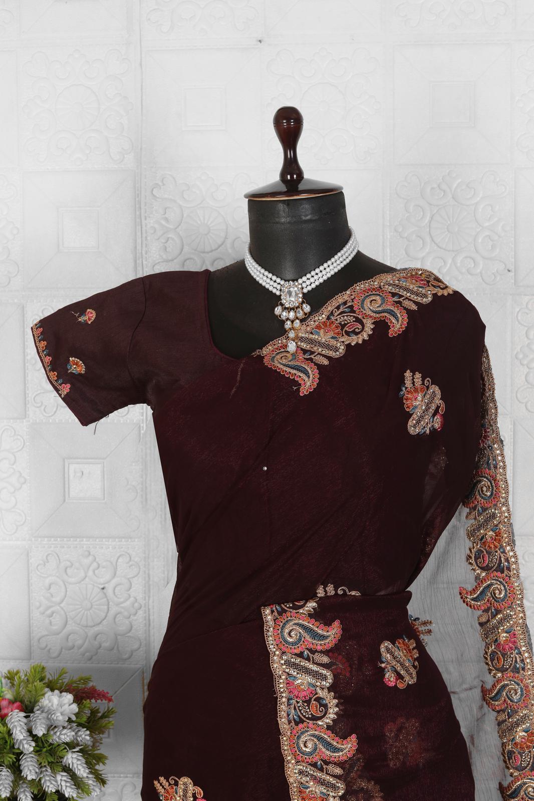 Embroidered Organza Saree in Germany