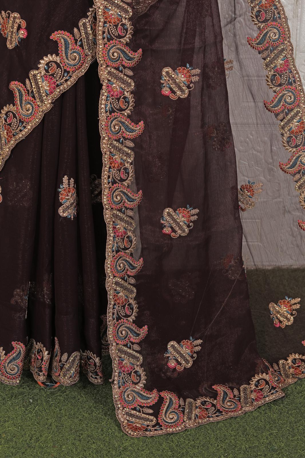 Embroidered Organza Saree in Germany