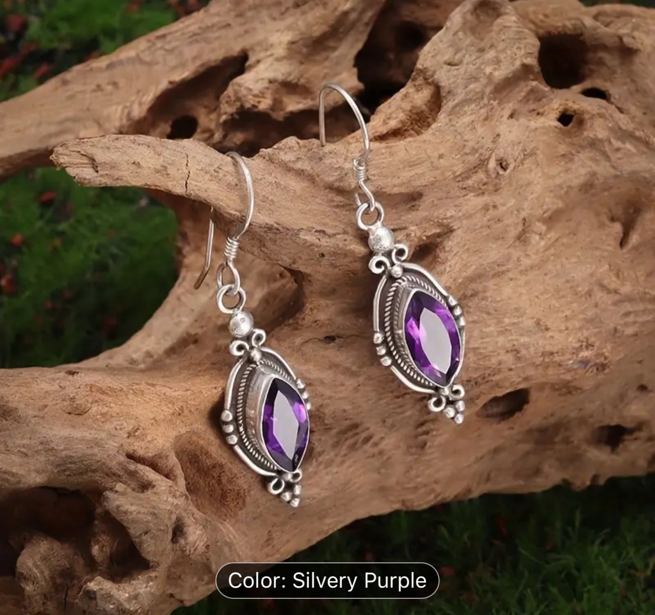 Vintage Purple Shiny Zircon Earrings In Munich