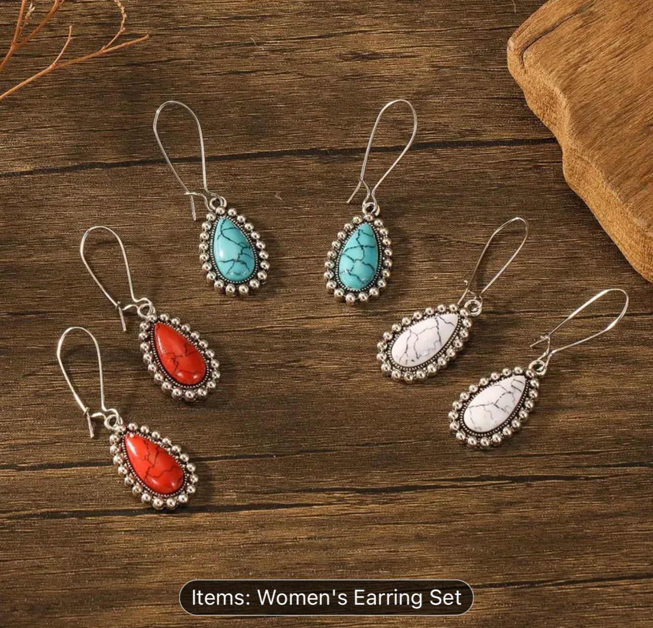 Bohemian Ethnic Style Turquoise Retro Geometric Water Drop Earrings in Germany