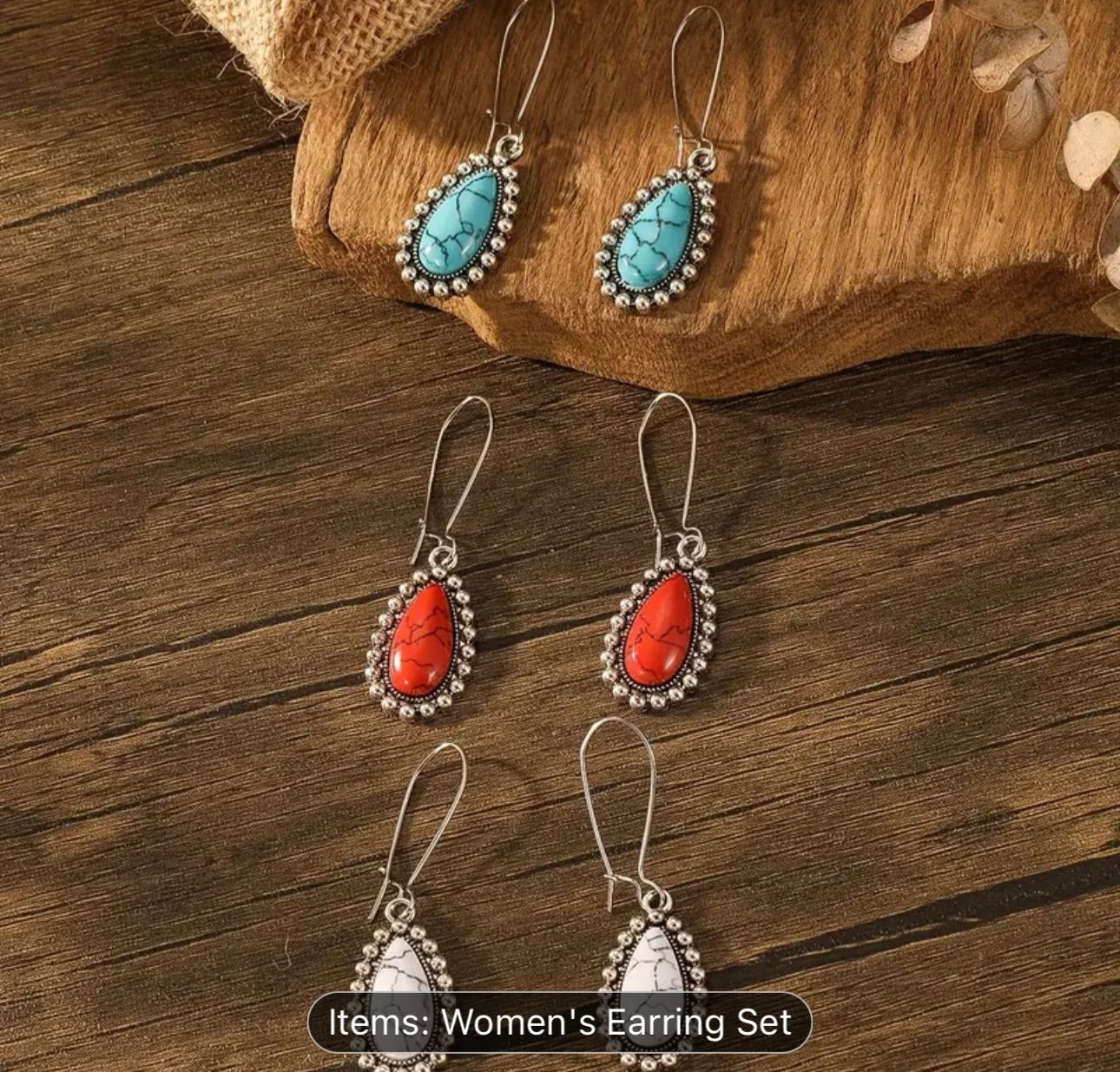 Bohemian Ethnic Style Turquoise Retro Geometric Water Drop Earrings in Germany