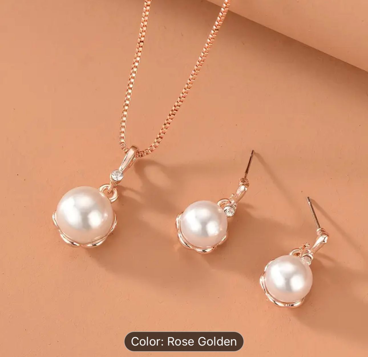 Faux Pearl Decor Necklace Drop Earrings in Germany