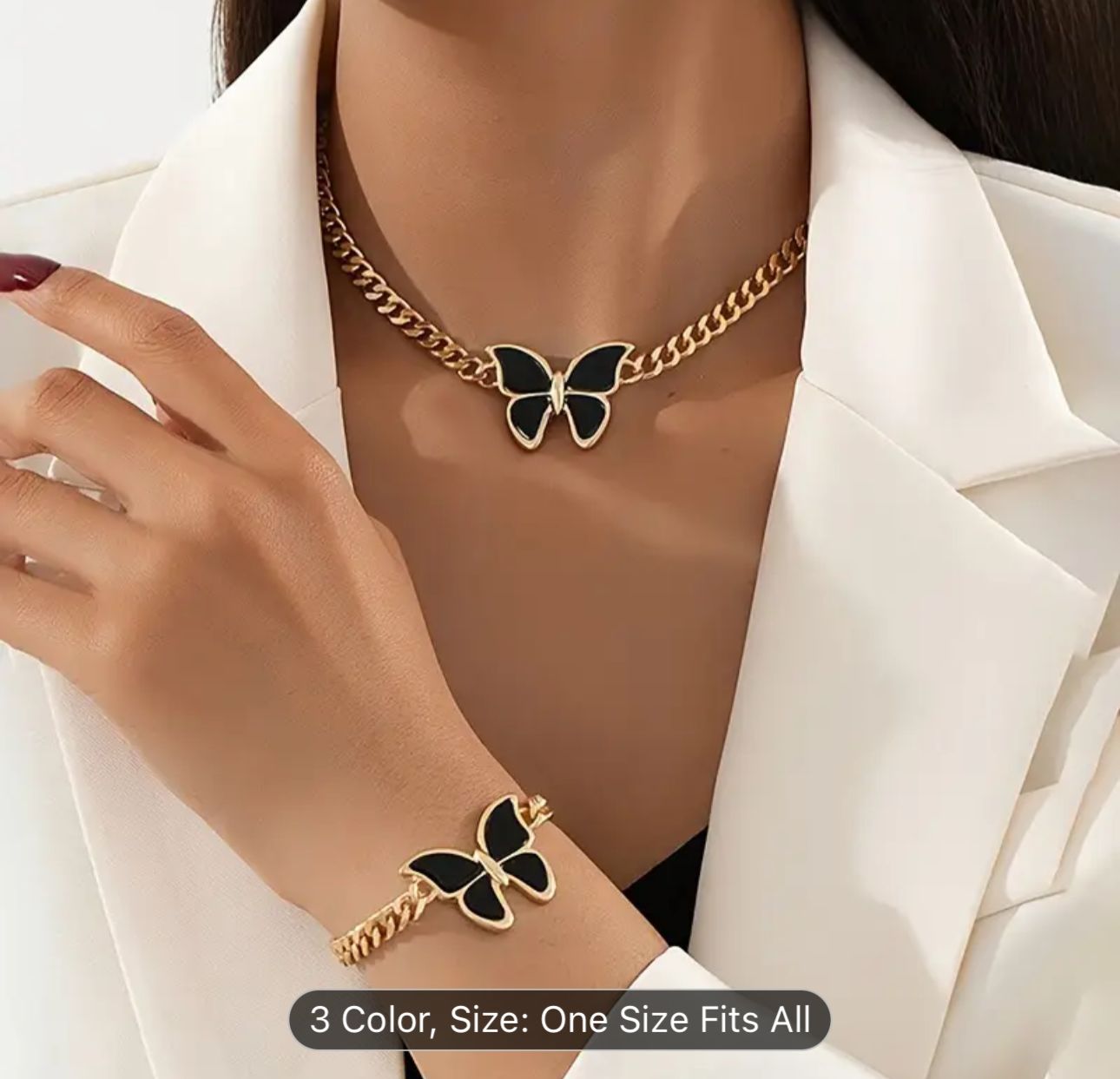 Chic Butterfly Pendant Chain Necklace and Bracelet Set for Women in Berlin
