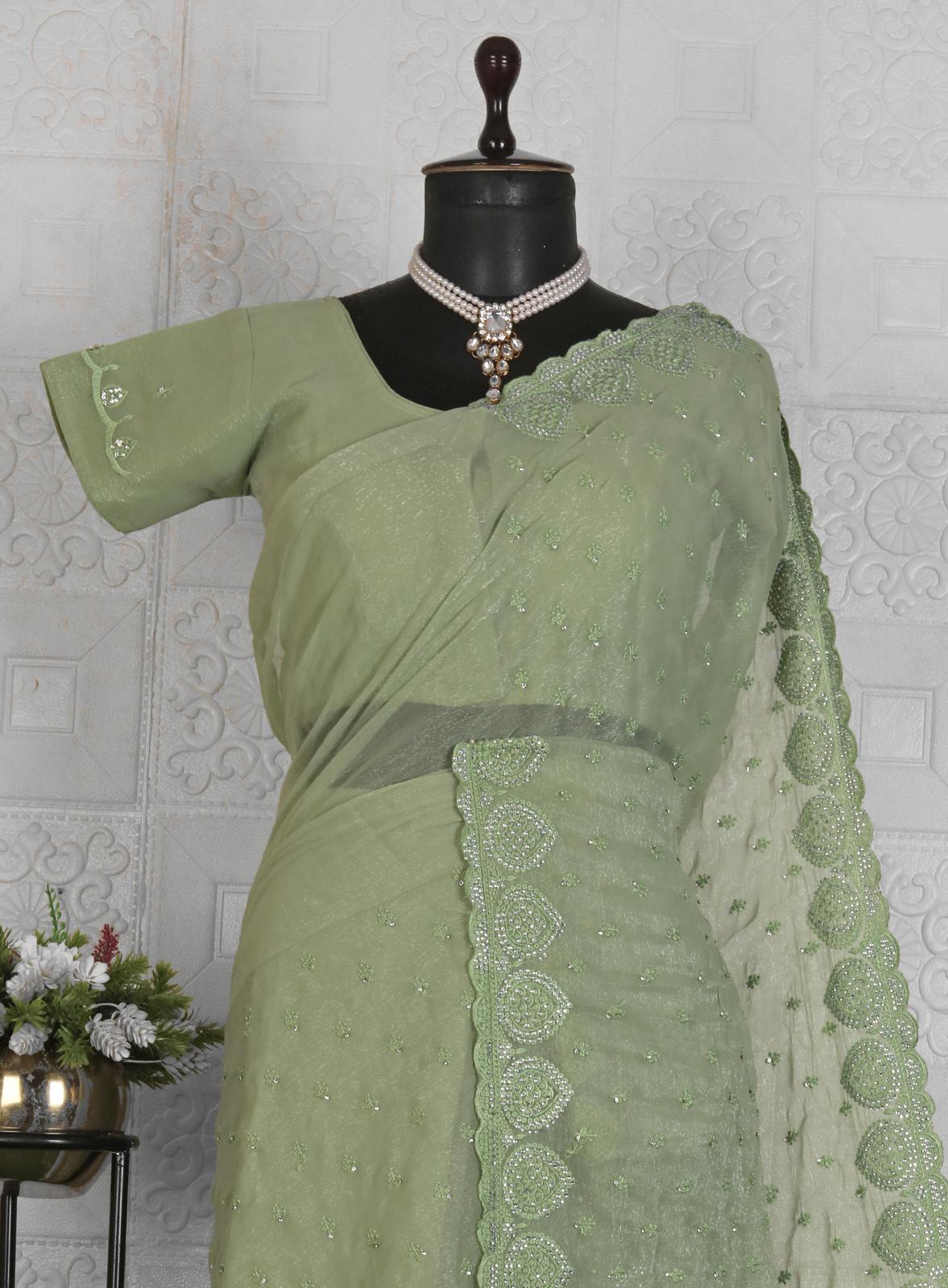 Chiffon Beautiful Embroided Saree in Germany