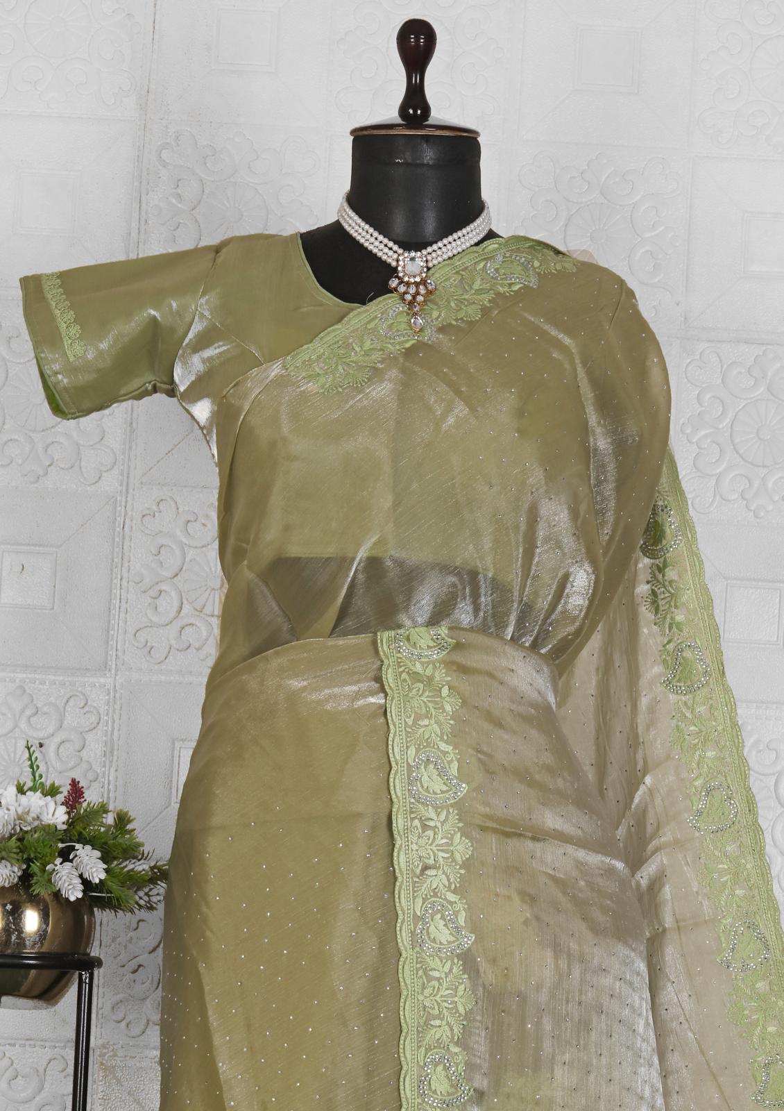 Beautiful Organza saree with stitched blouse in Munich