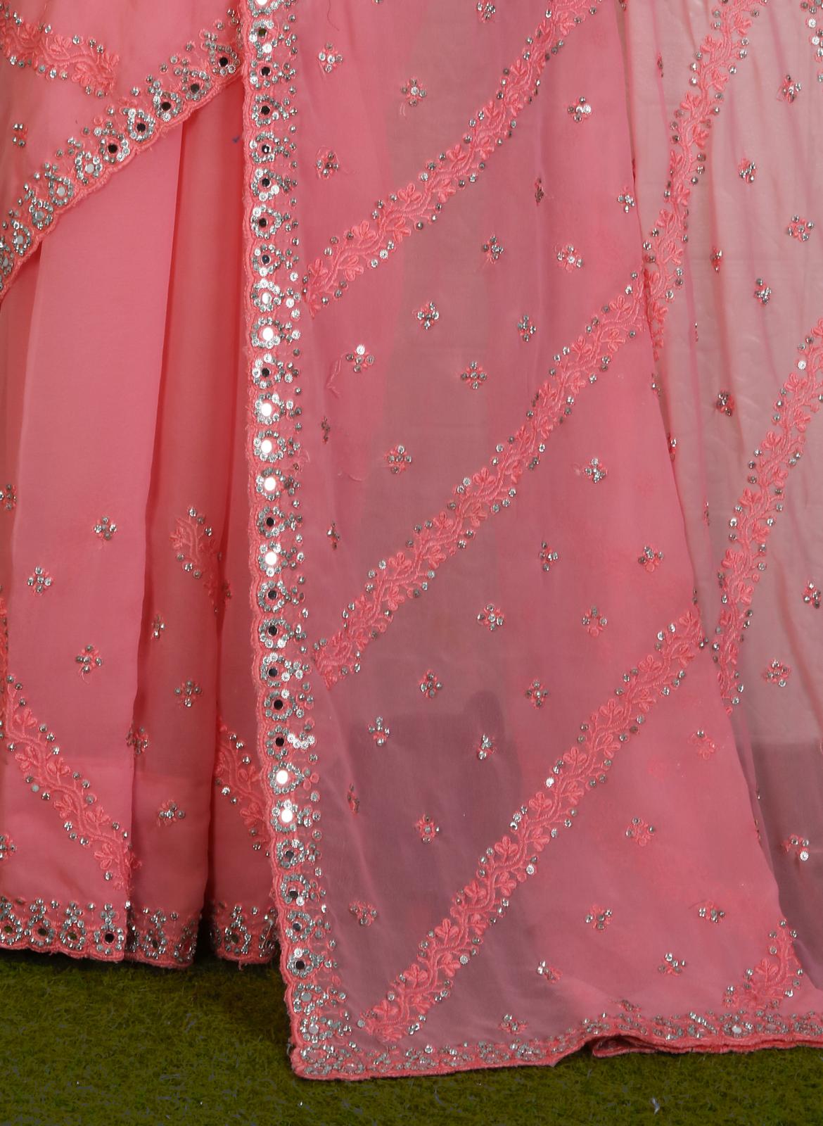 GEORGETTE SAREE WITH MIRROR WORK WITH STITCHED BLOUSE IN BERLIN