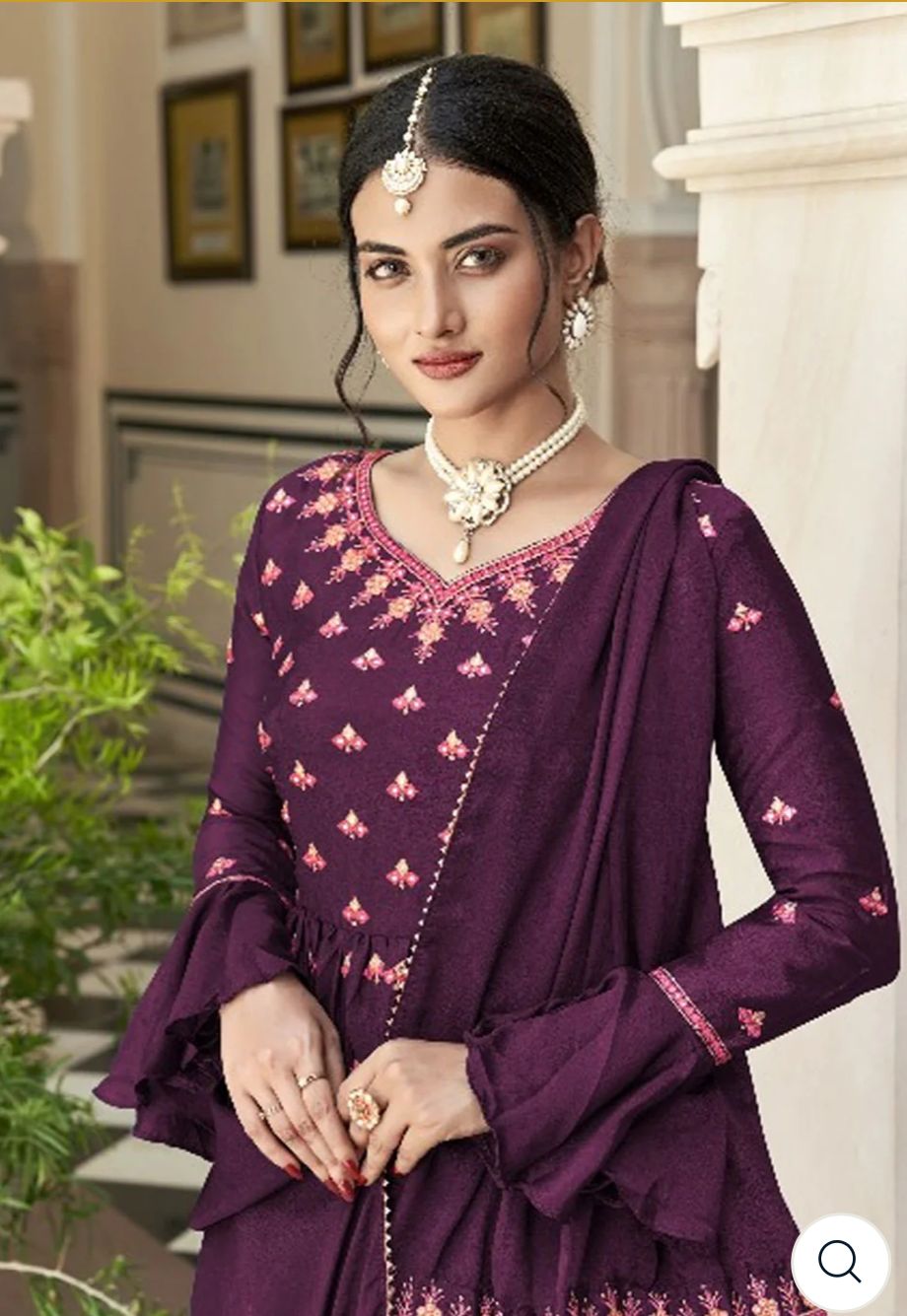 Chinnon with heavy Embroidery Suit Set In Germany