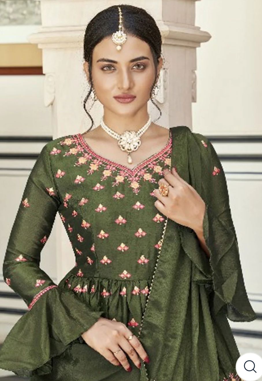Chinnon with heavy Embroidery Suit Set In Germany