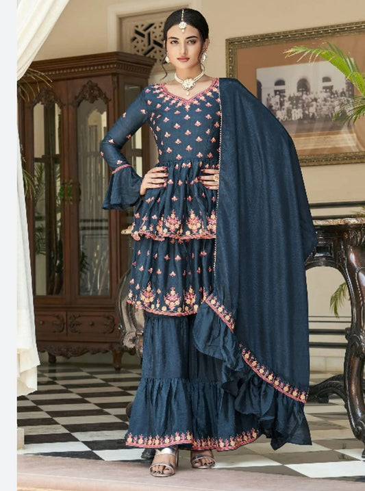 Chinnon with heavy Embroidery Suit Set In Germany
