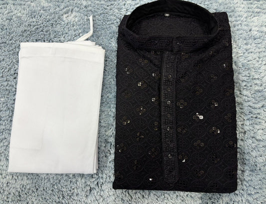 MENS CHIKENKARI HEAVY RAYON KURTA IN GERMANY