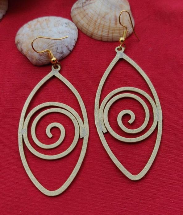 Brass Handmade Lightweight Hollow Spiral Earrings in Germany