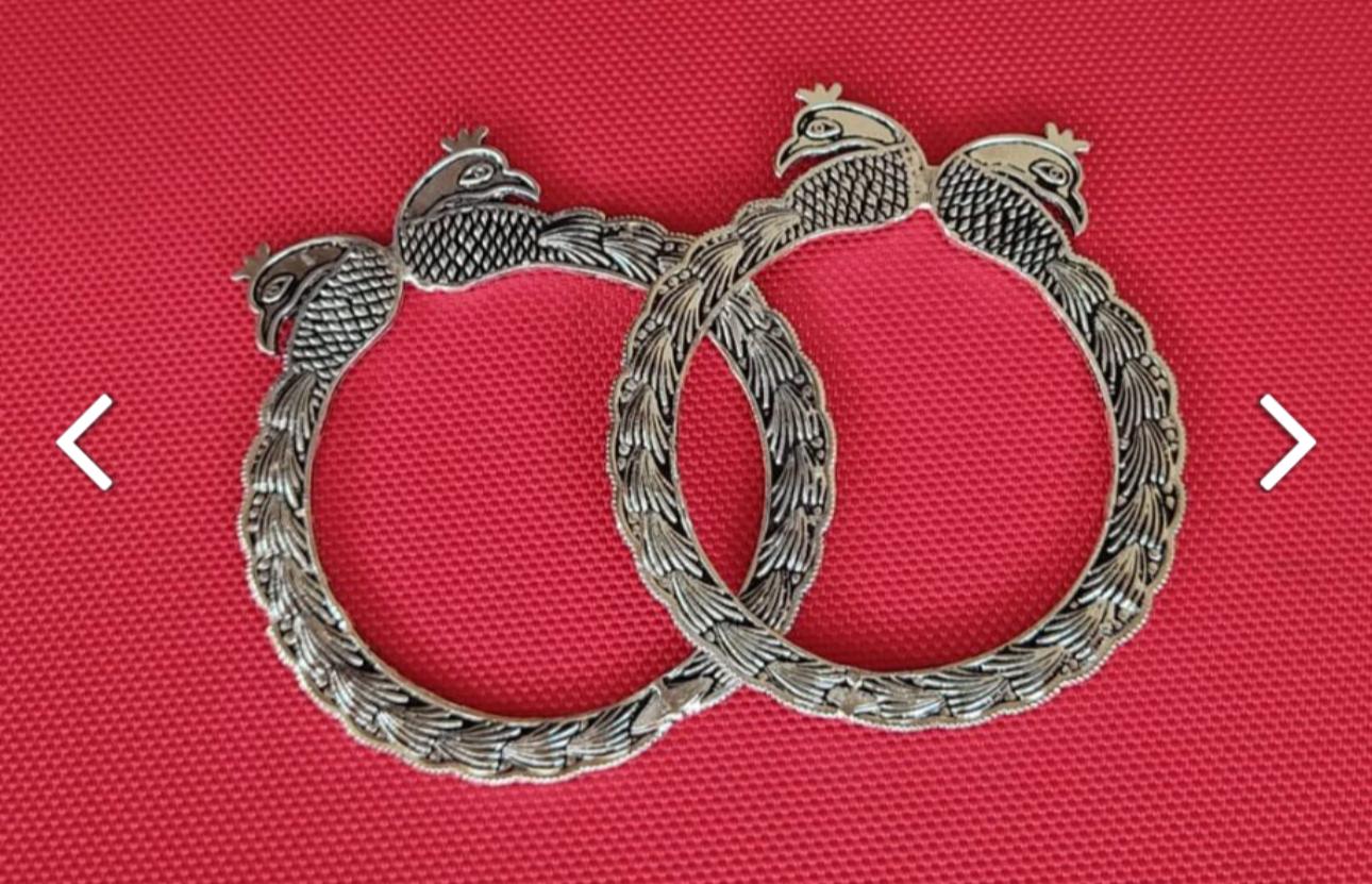 German Silver Kohlapuri Peacock Design Pair of Bangles for Women and Girls in Berlin