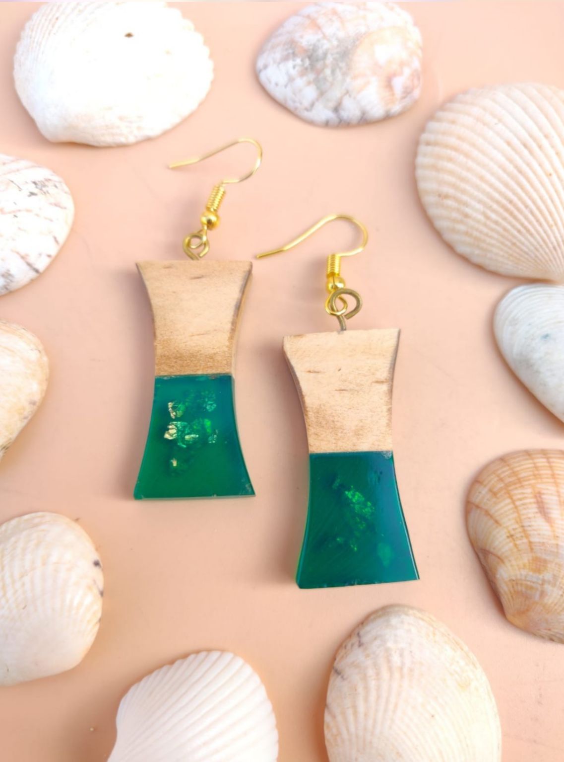 Wooden Resin Dangler Earring in Munich
