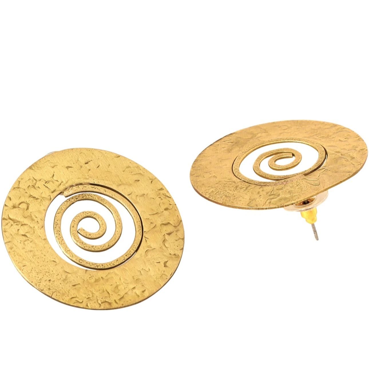 Brass Handmade Spiral Work Round Shape Stud Earring in Germany