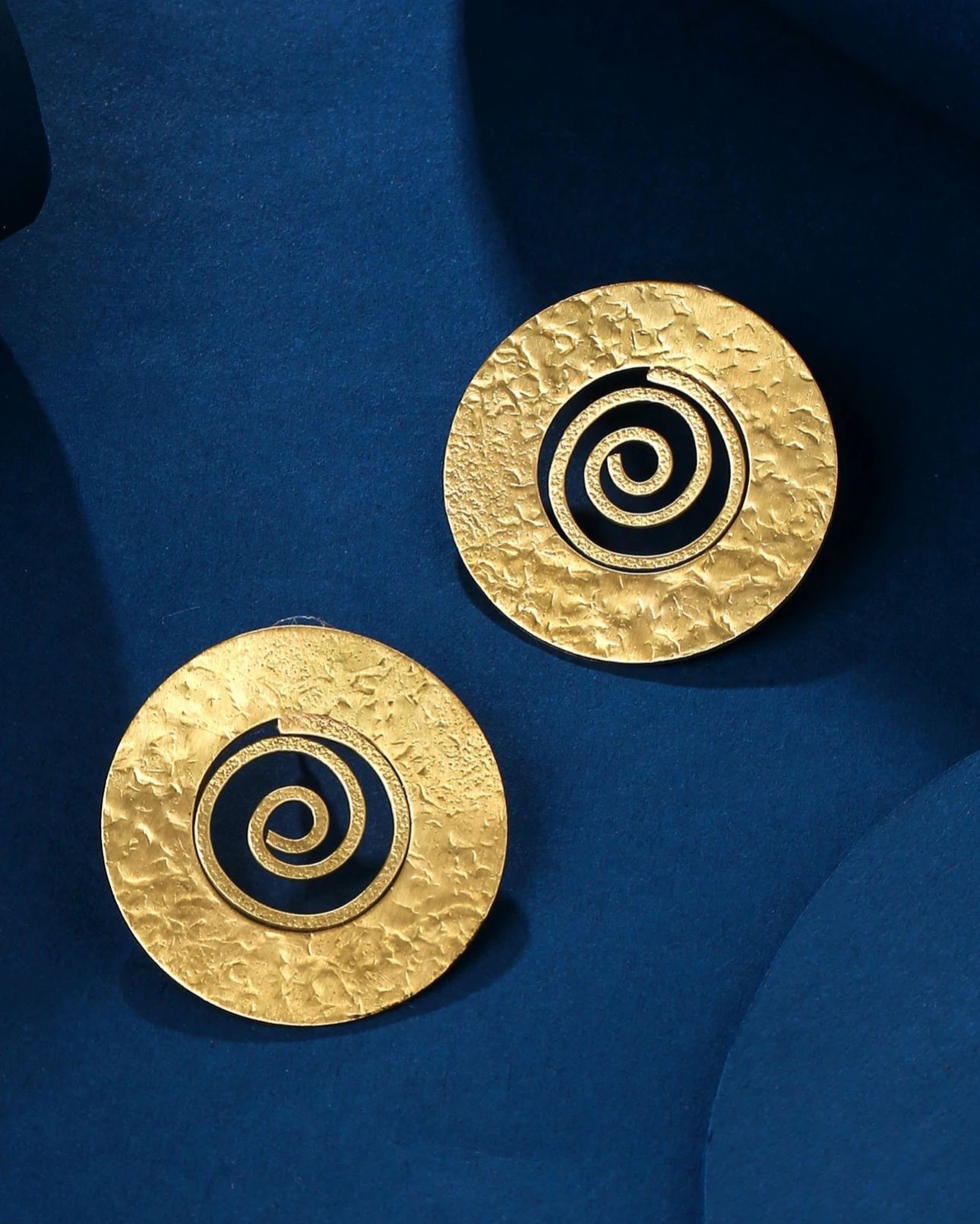 Brass Handmade Spiral Work Round Shape Stud Earring in Germany