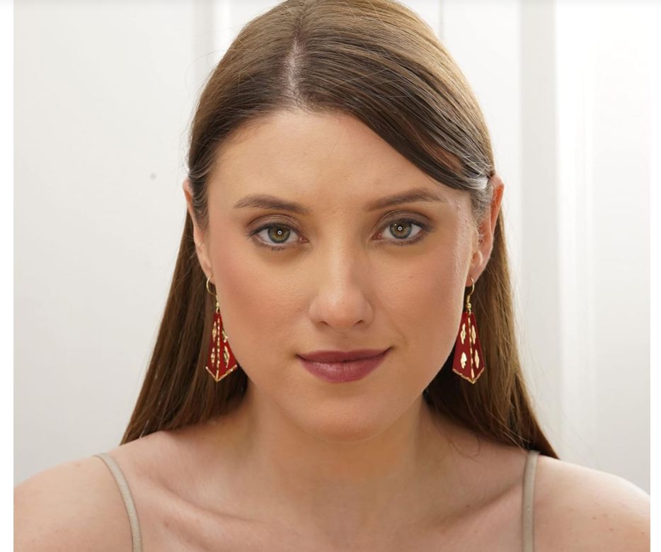 Red Gold Modern Carved Pattern Artificial Brass Earring in Munich