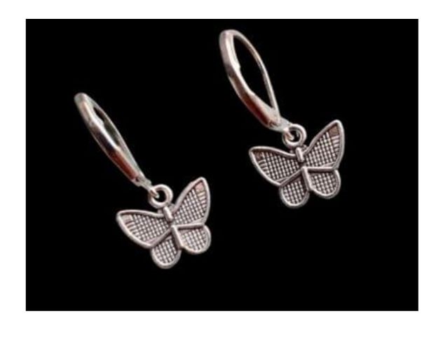 Butterfly Shape Charming Silver Charm Hoop Earrings in Germany