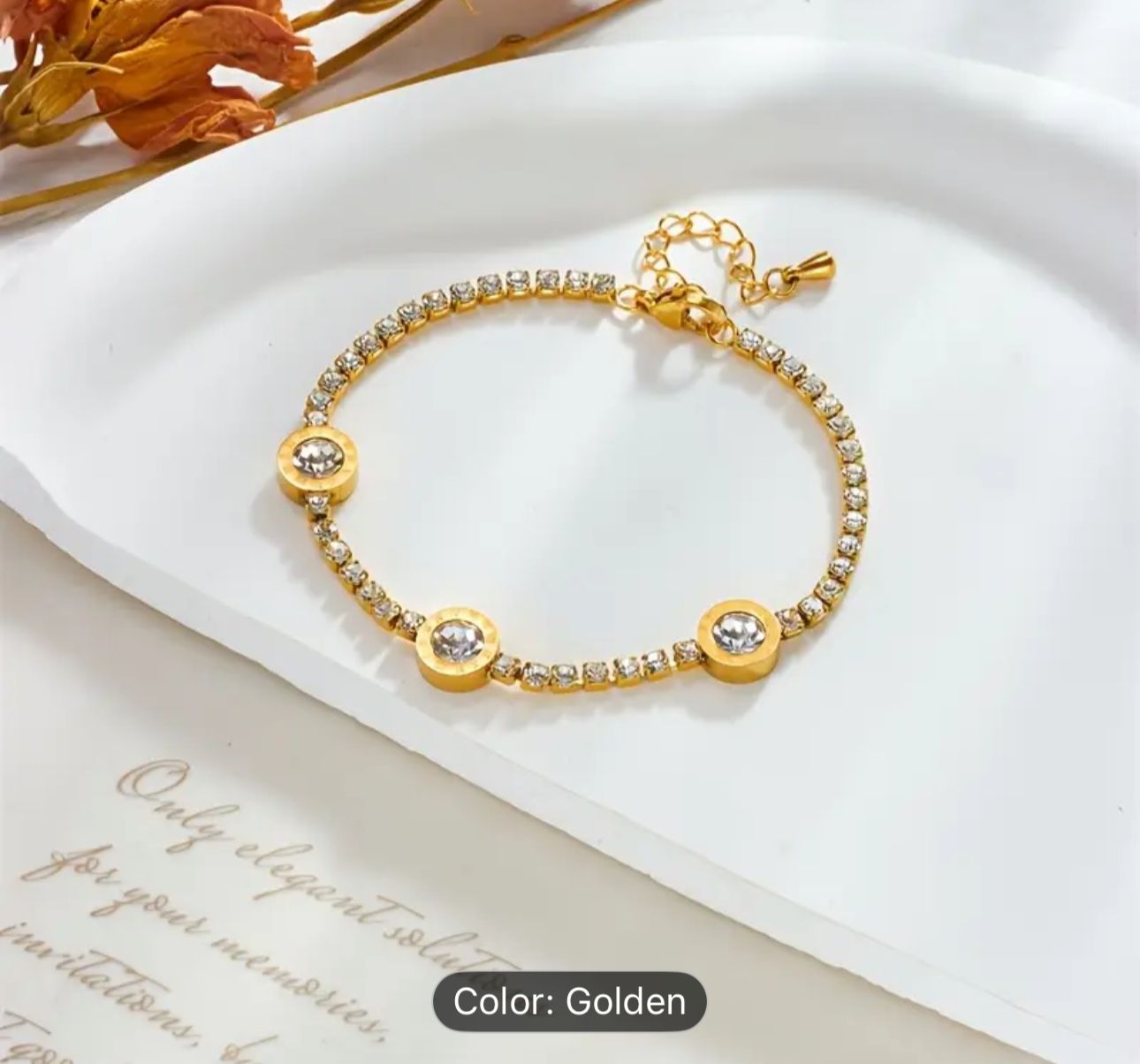 Round Zircon Pendant Square Diamond Titanium Steel Bracelet in Germany