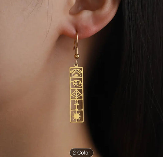 Earrings for Women Stainless Steel Cross Eye of Horus Egyptian Symbol Dangle Earrings in Germany