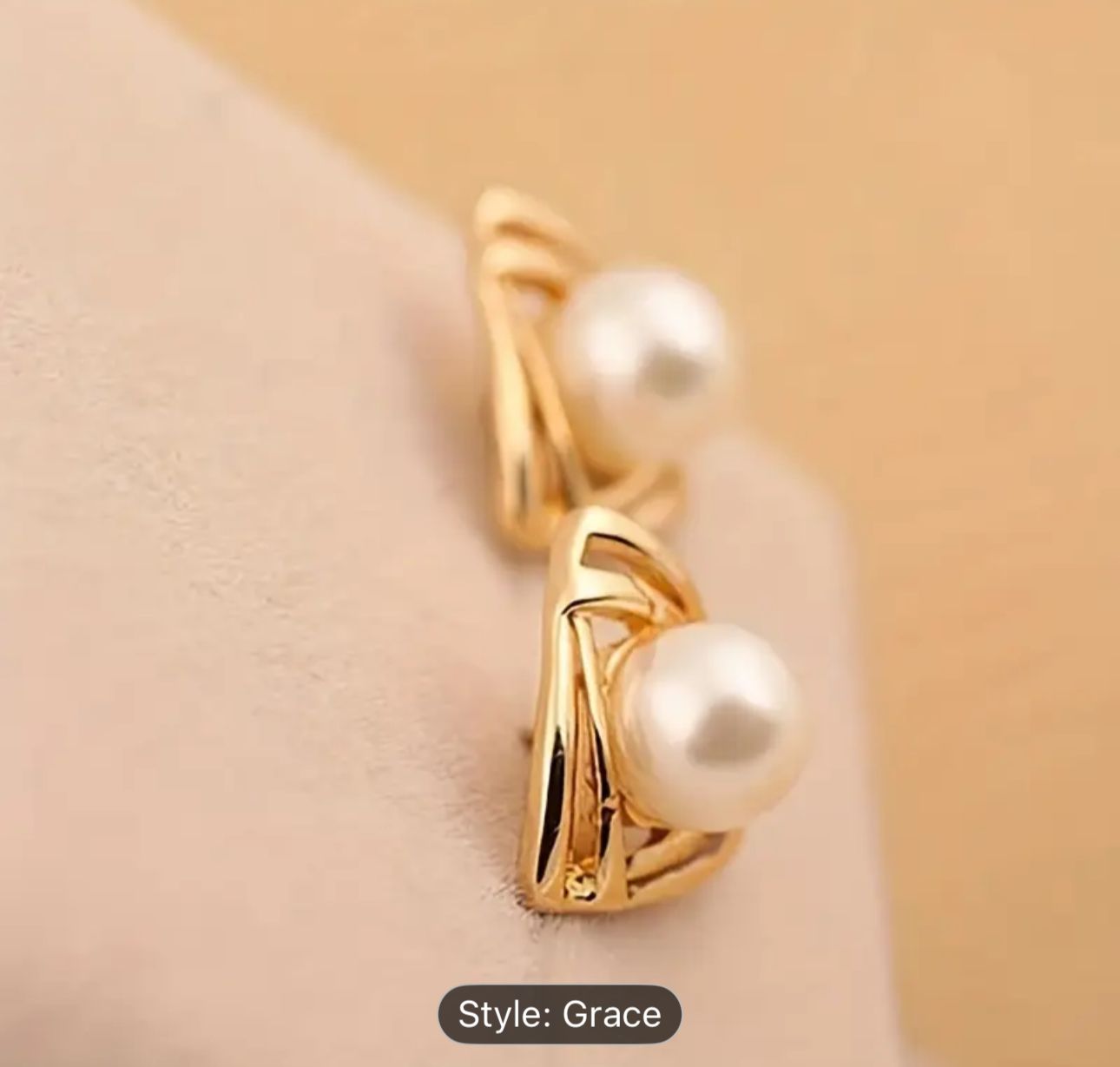 Hollow Triangle Gold Faux Pearl Decor Elegant Stud Earrings for Women in Germany