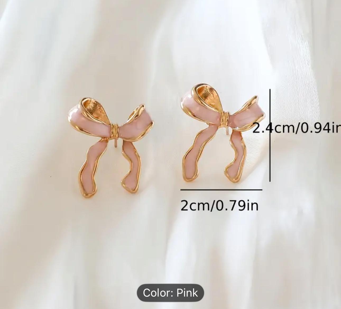 Fashion Enamel Pink bow Earrings in Munich