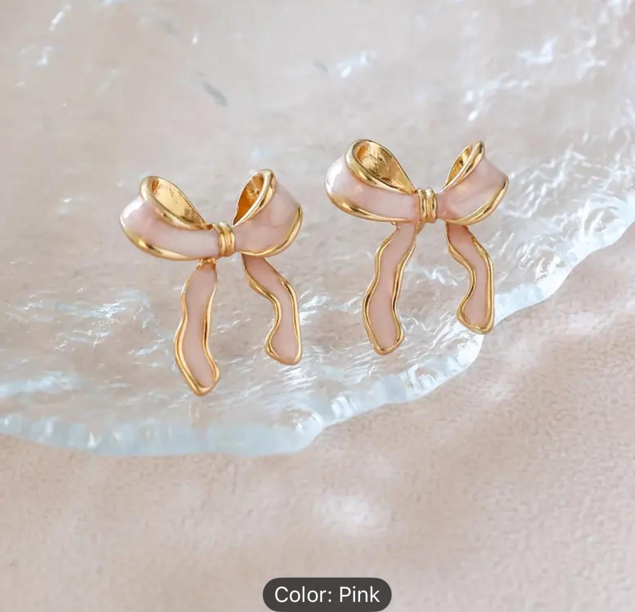 Fashion Enamel Pink bow Earrings in Munich