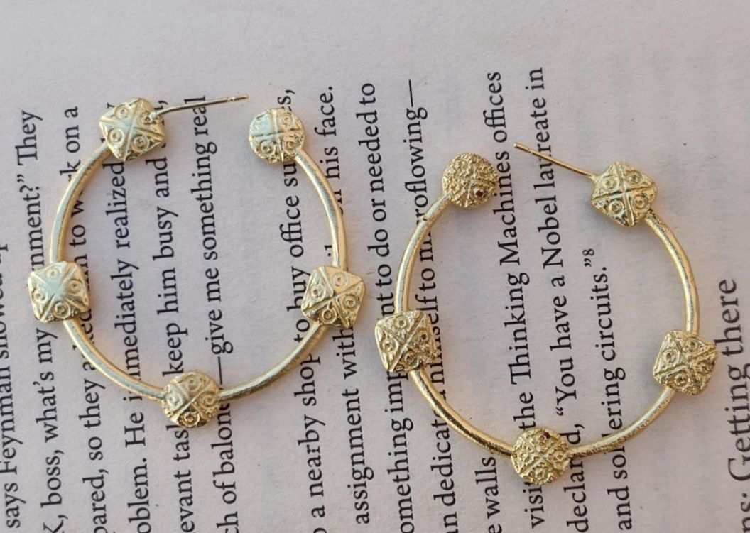 Modern Artistic Brass Handmade Round Shape Hoop Earring in Germany