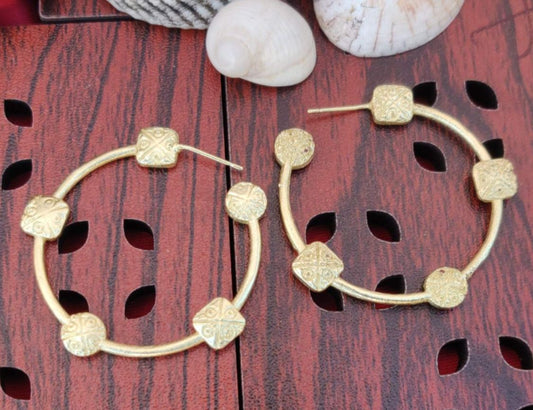 Modern Artistic Brass Handmade Round Shape Hoop Earring in Germany