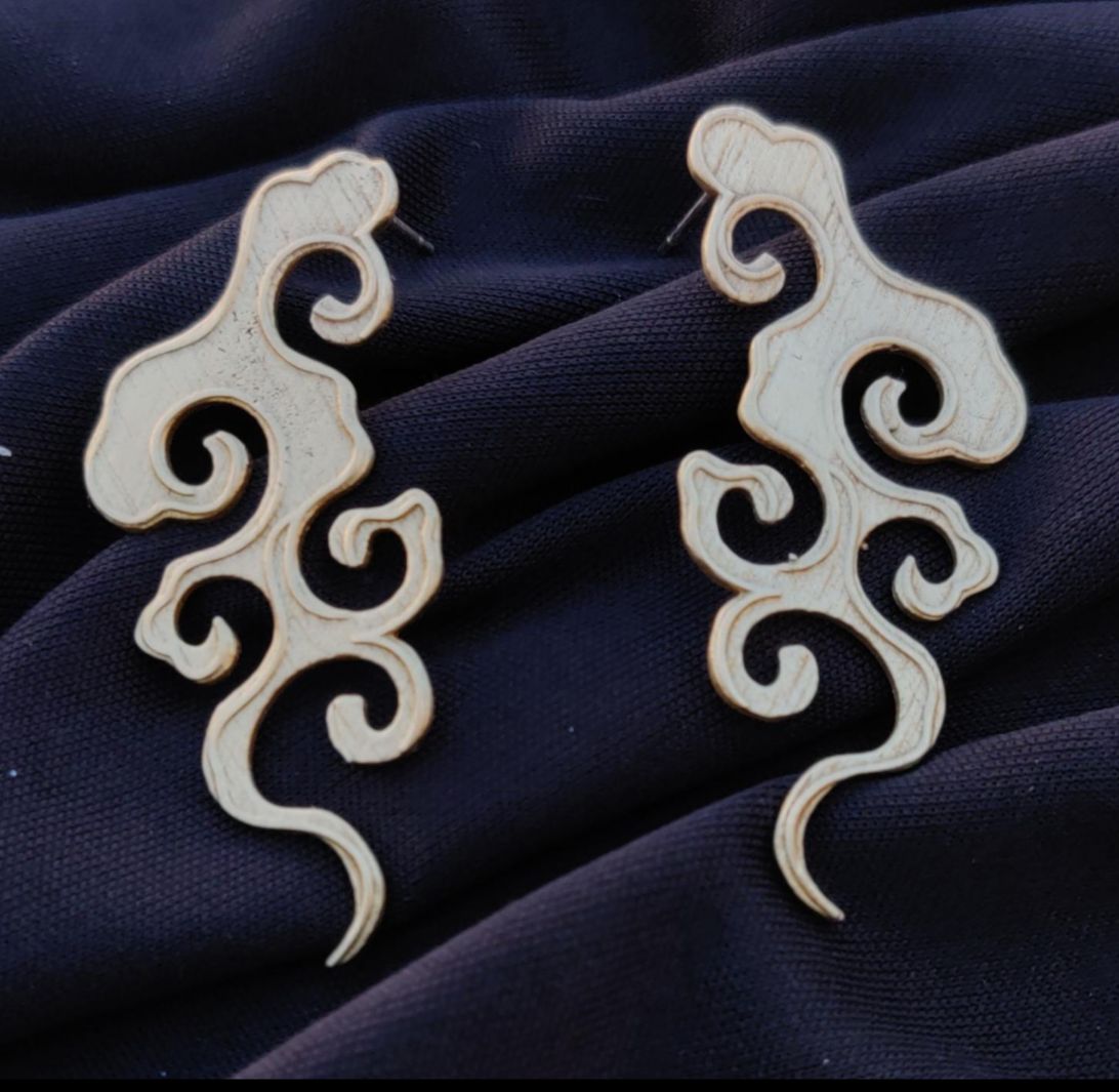 Handmade Brass Gold- Toned Cloud-Inspired Filigree Earrings in Germany