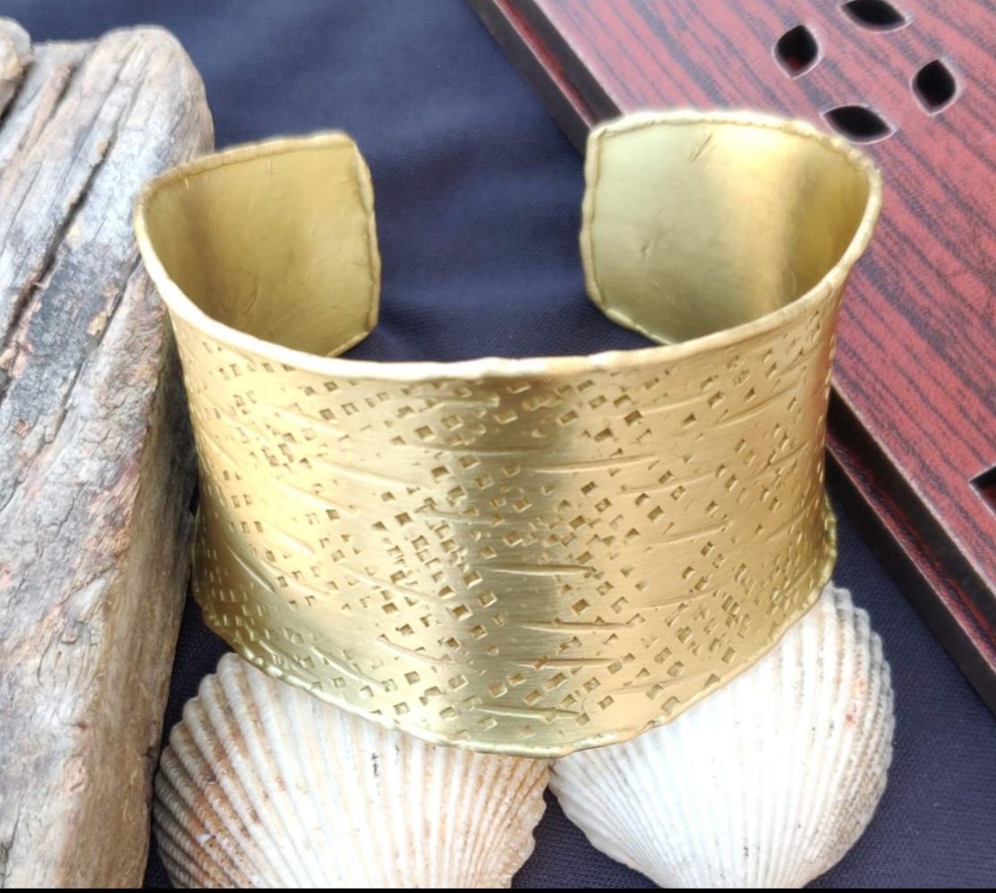 Handcrafted Brass Textured Adjustable Size Kada Bracelet for Women and Girls in Berlin