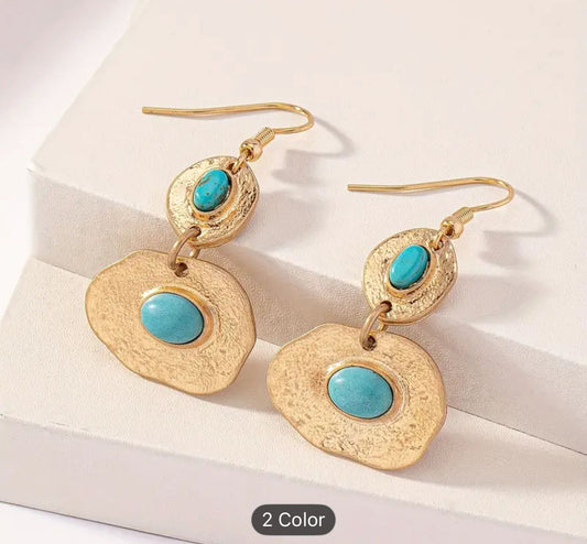 Bohemian Style Vintage Golden Metal Earrings in Germany