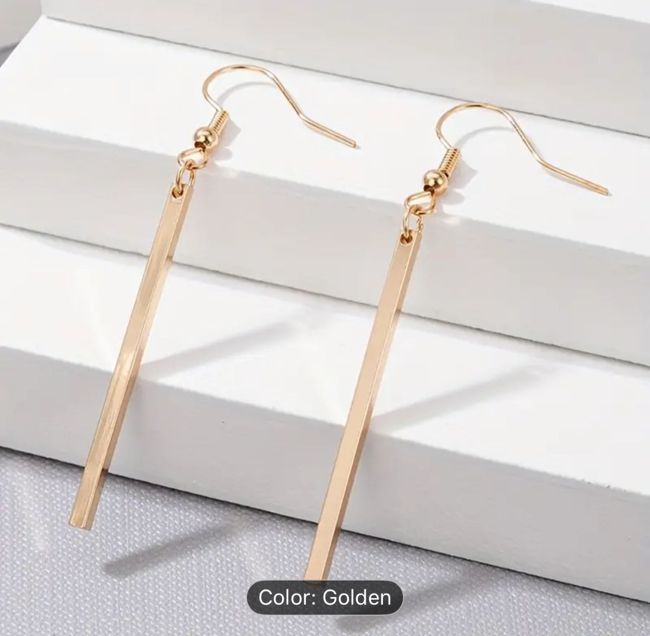 New Geometric Gold Colour Rectangle Drop Earrings in Berlin