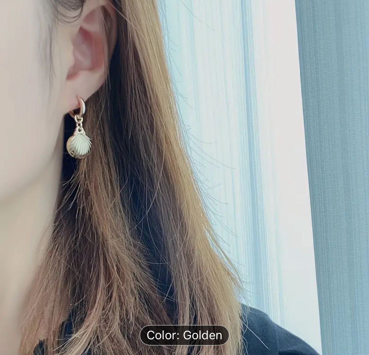 Women Gold Hoop Earrings Clam Shell Hollow Star Cross Lightning Dangle Earring in Germany