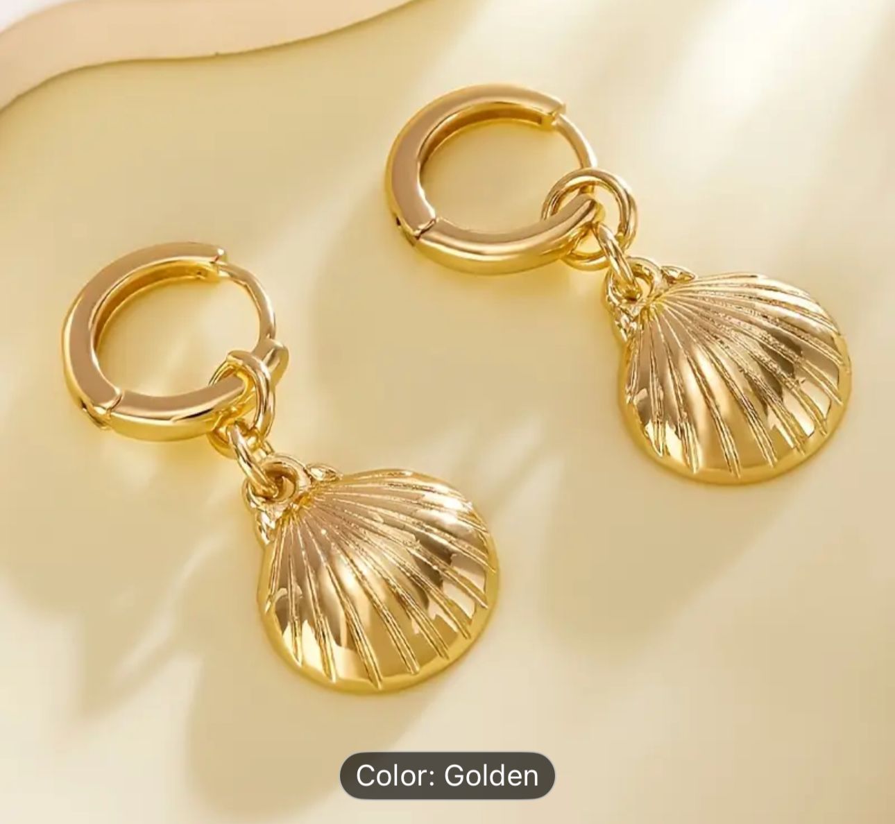 Women Gold Hoop Earrings Clam Shell Hollow Star Cross Lightning Dangle Earring in Germany