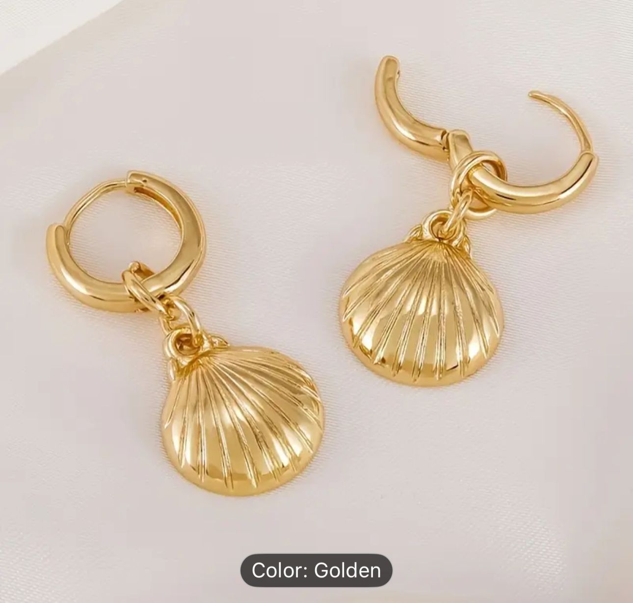 Women Gold Hoop Earrings Clam Shell Hollow Star Cross Lightning Dangle Earring in Germany