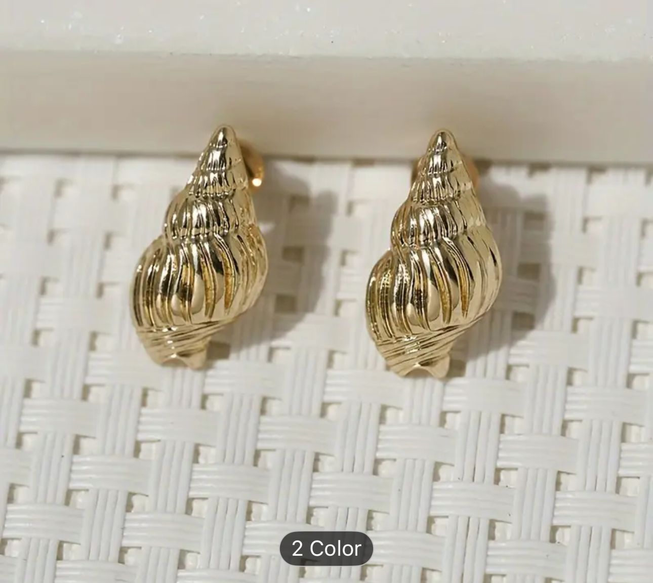 Seashell Earrings Gold Tone Rhinestone Pierced Signed in Berlin