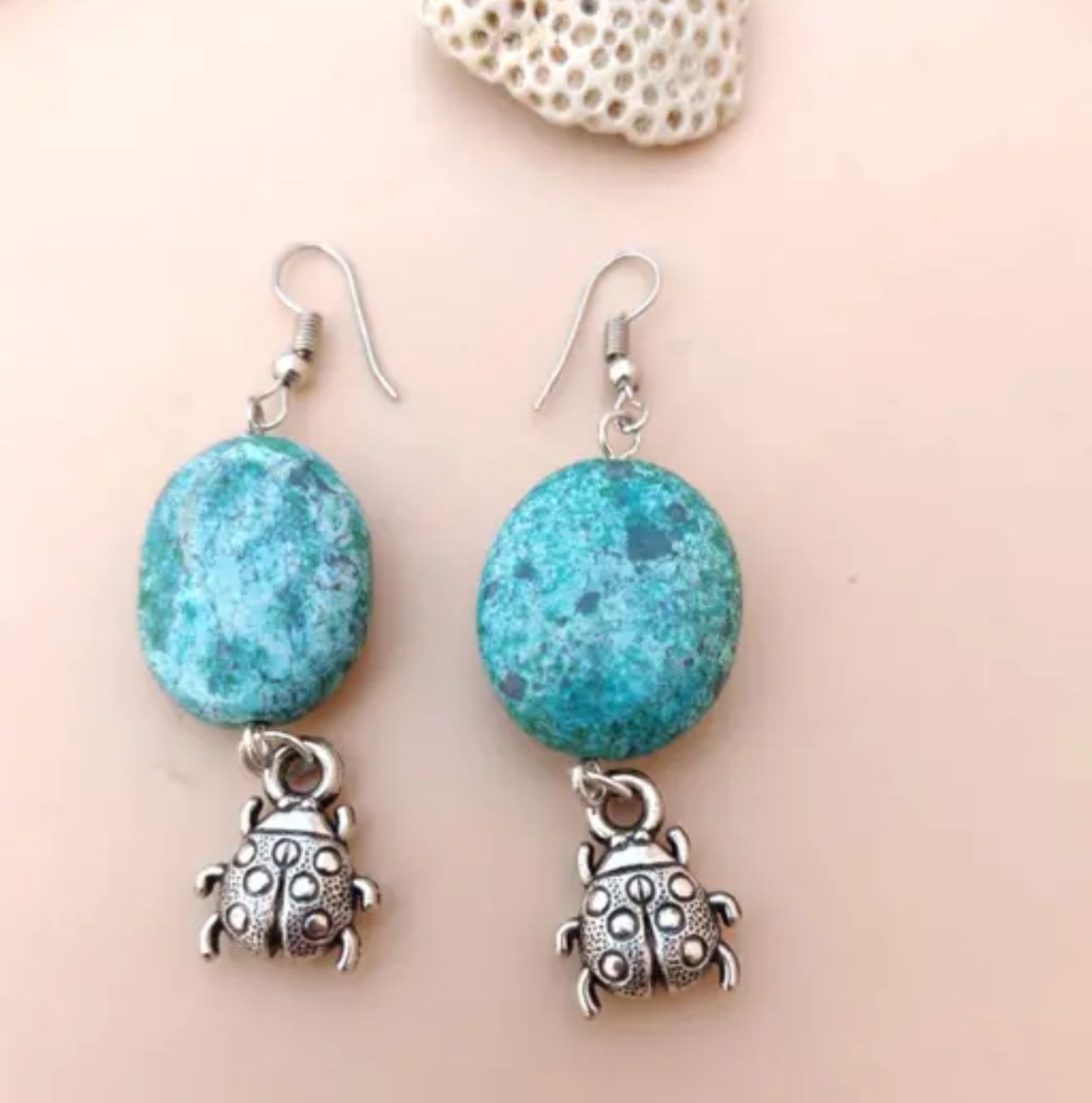 Dangler Lady Bug Charm Earrings with Tortoise Stone for Women and Girls in Berlin