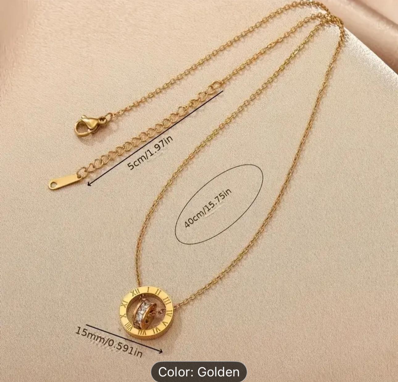 Roman Numeral Interlocking Circles Pendant Necklace in Munich