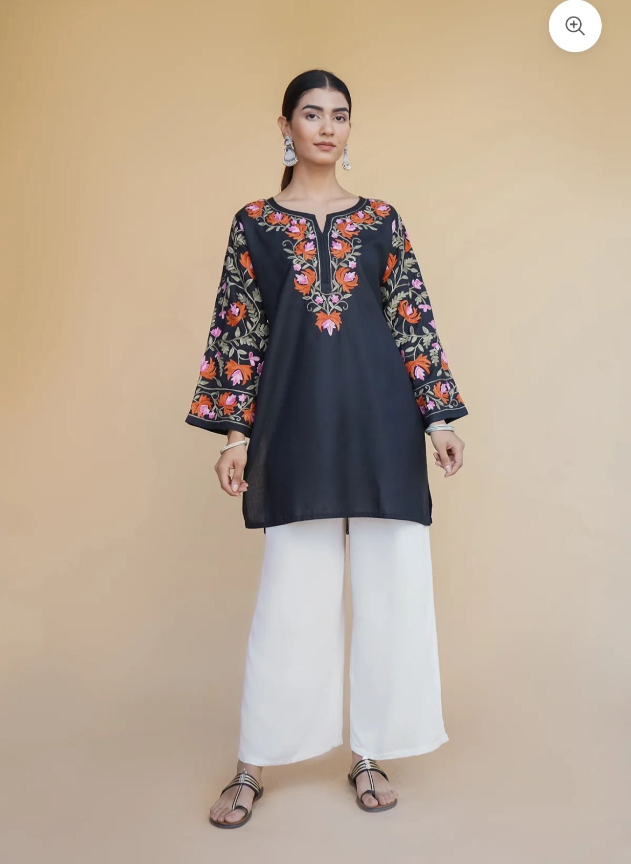 Floral Embroidered Kashmiri Aari Work Pure Cotton Short Kurti in Berlin