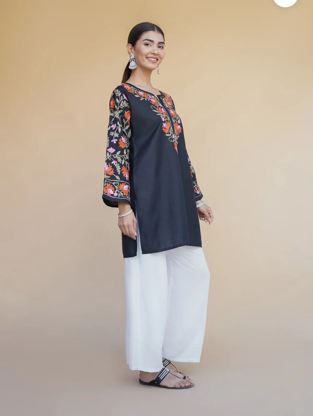 Floral Embroidered Kashmiri Aari Work Pure Cotton Short Kurti in Berlin