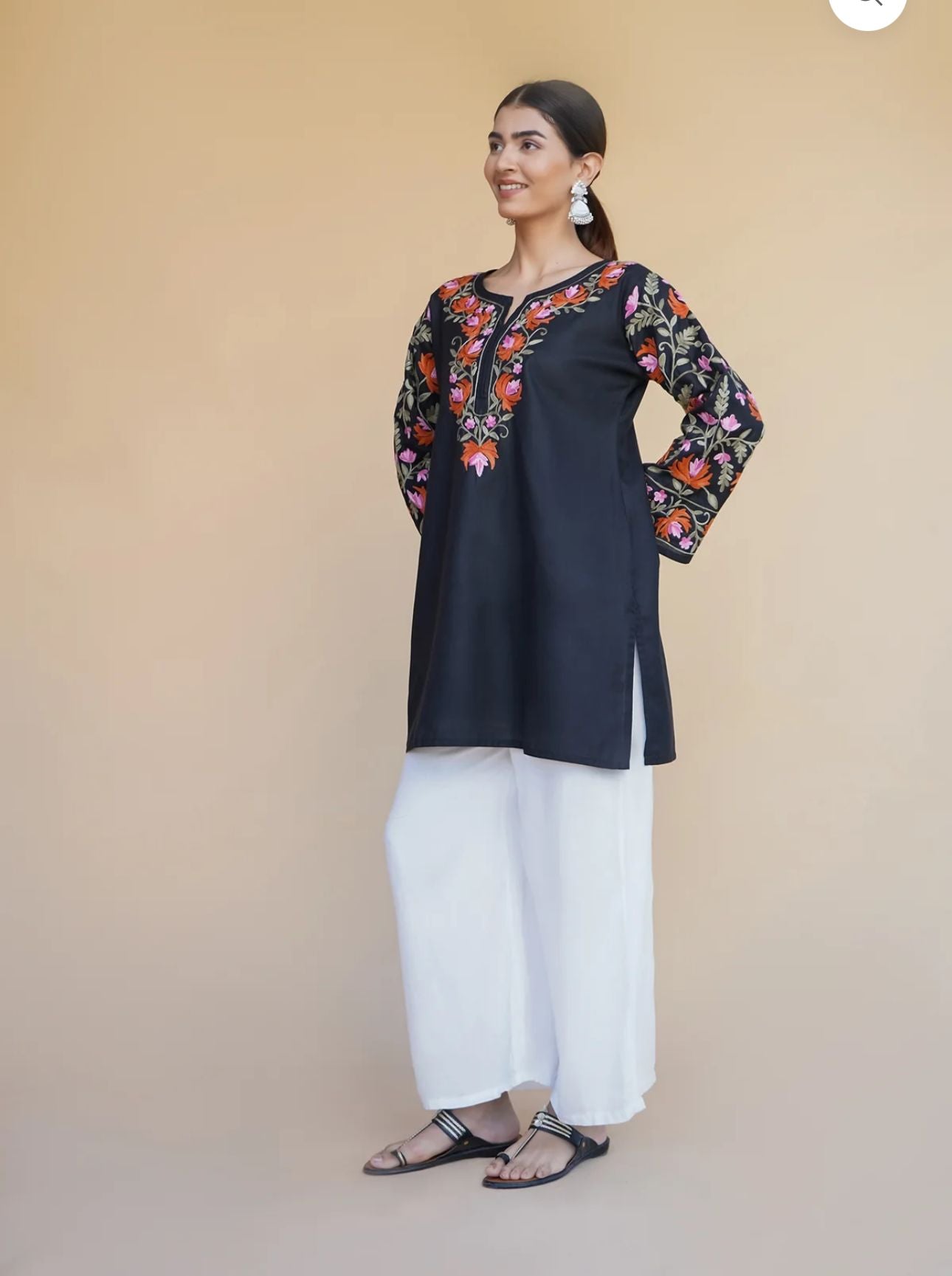 Floral Embroidered Kashmiri Aari Work Pure Cotton Short Kurti in Berlin