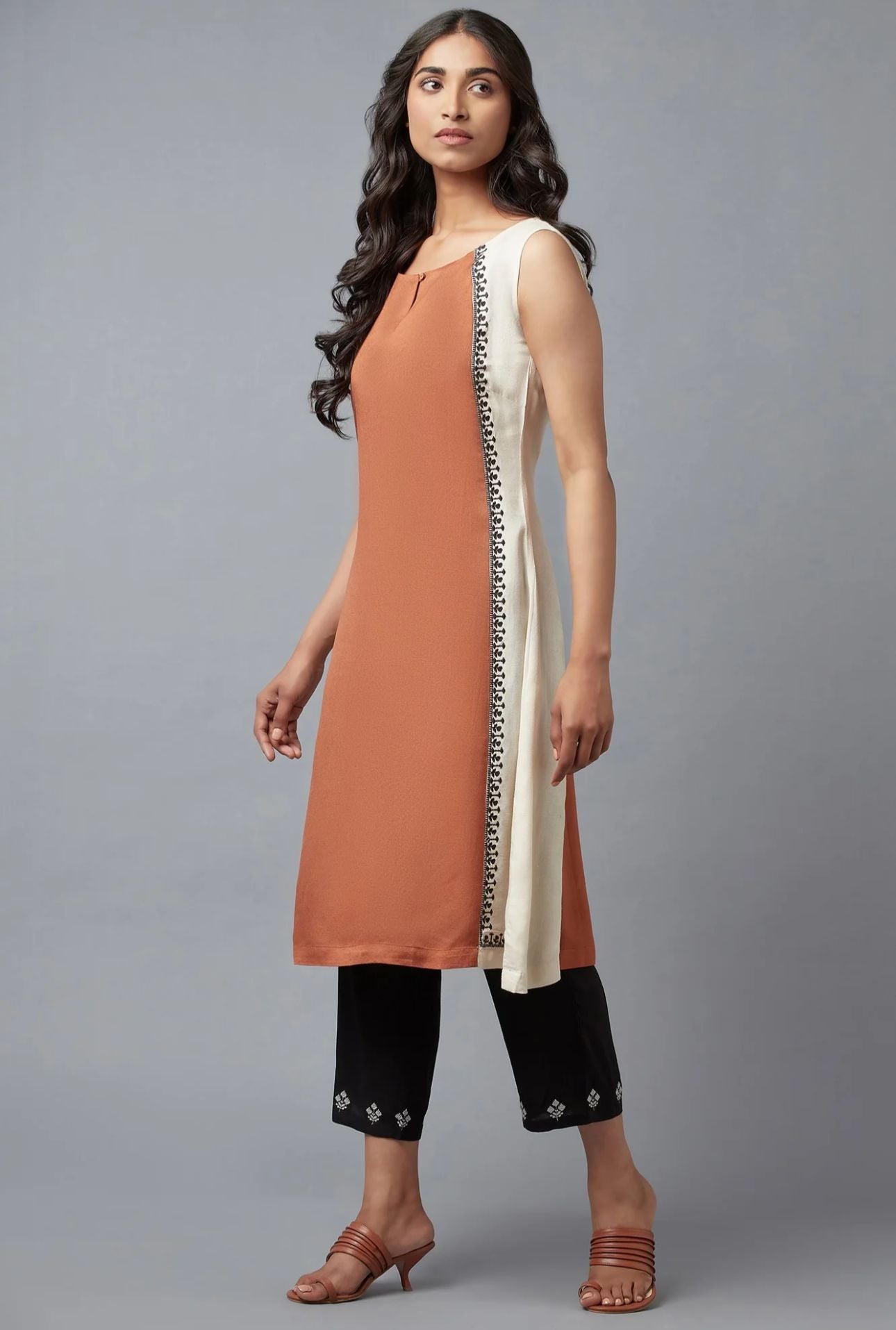 Rust Brown Embroidered kurta in Munich