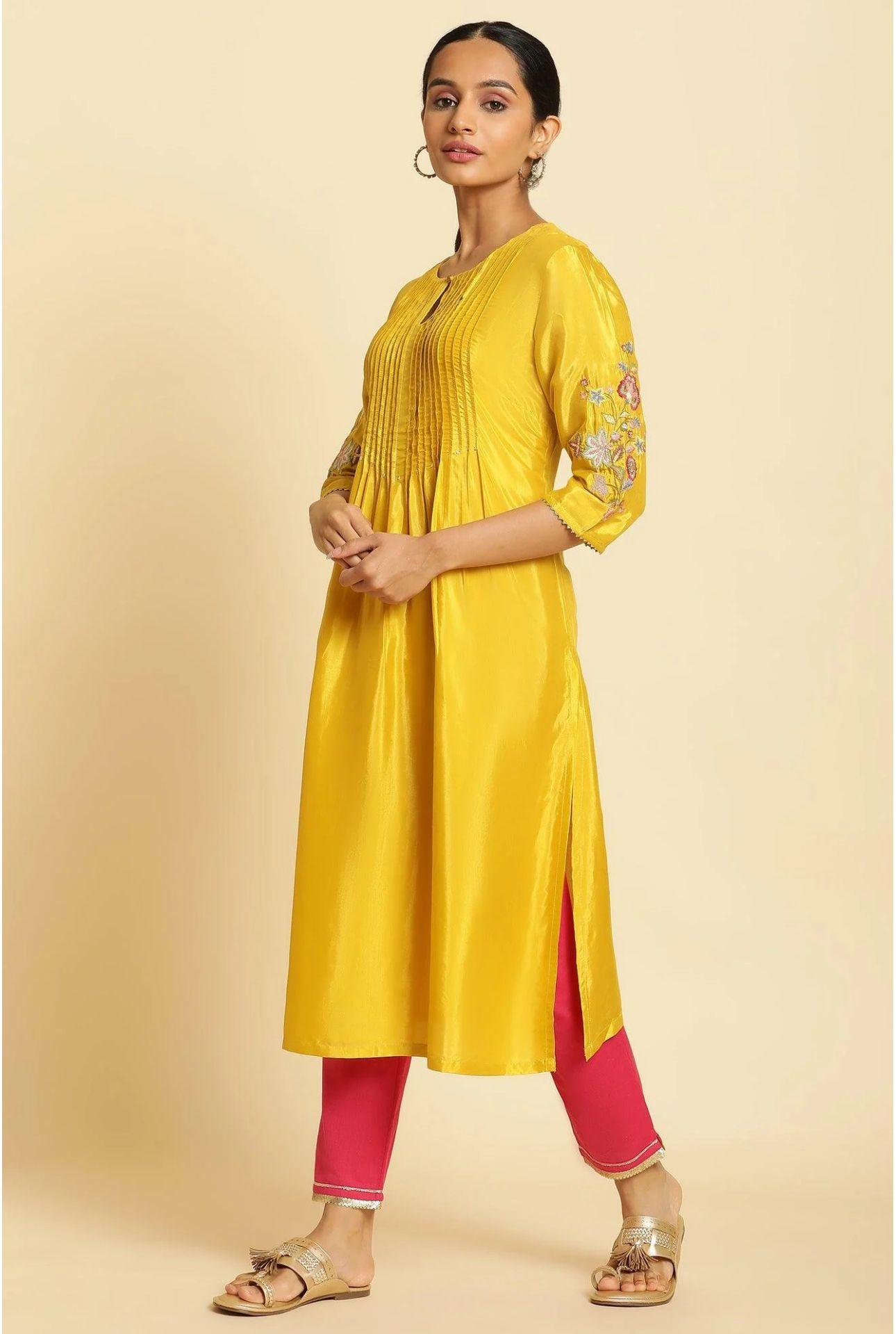Marigold Yellow Embroidered Kurta in Berlin