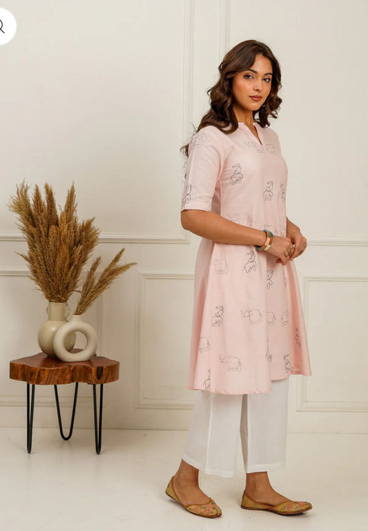 A-Line Embroidered Kurti embroidery and fabric detail - Neha Couture Indian Fashion