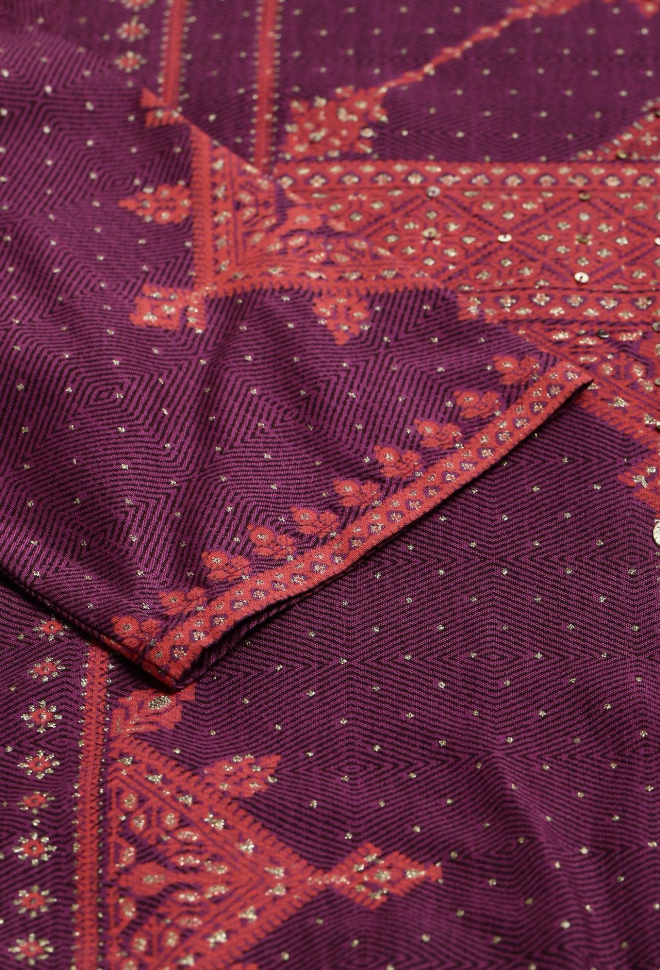 Purple Rayon kurta With Coins And Sequins Embellishment in Germany